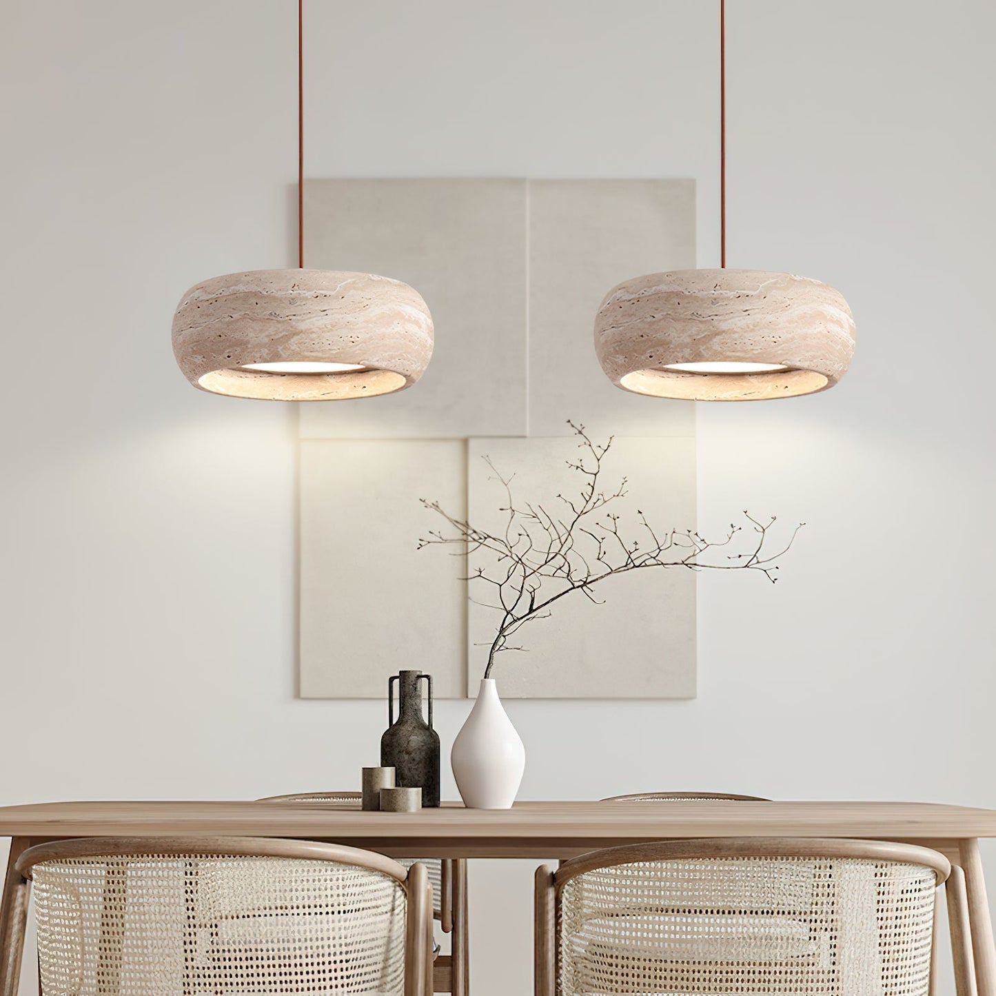 Ritta Donut-Shaped Pendant Lights Travertine