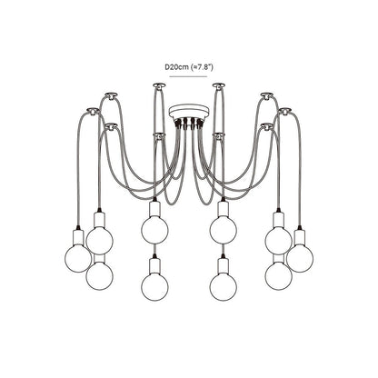 Silva Retro Country LED Spider Chandelier, Black/White