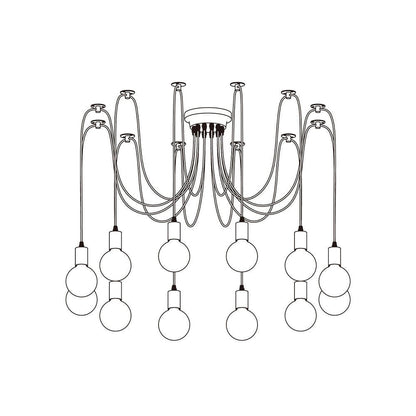 Silva Retro Country LED Spider Chandelier, Black/White
