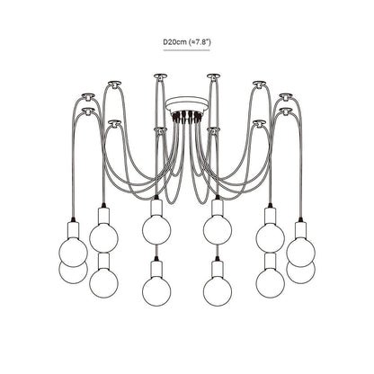 Silva Retro Country LED Spider Chandelier, Black/White