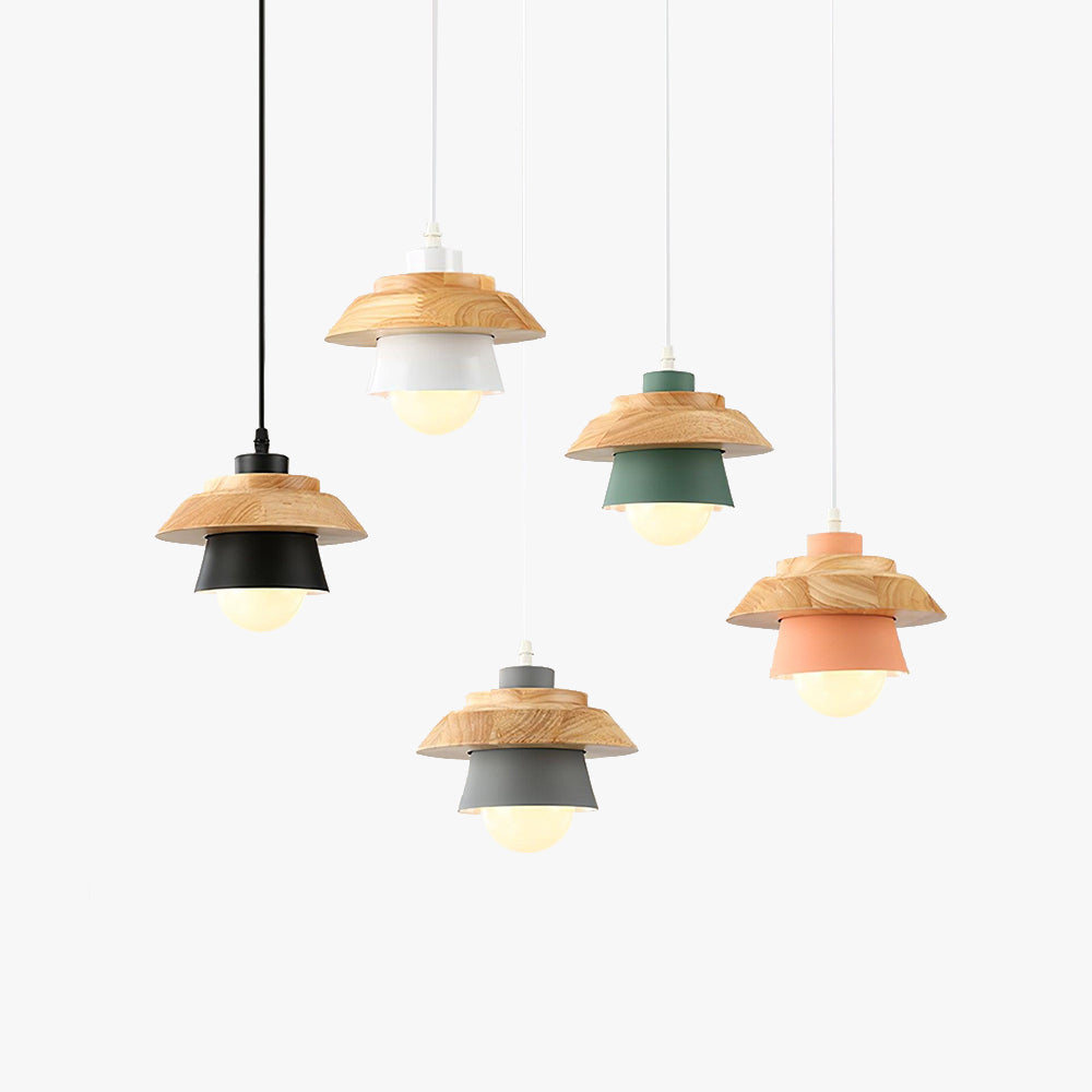 Arisha Lampe à suspension moderne en métal/bois, multicolore