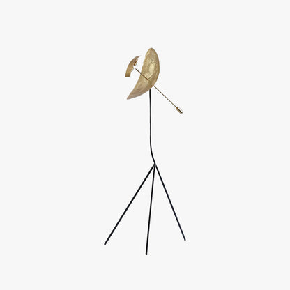 Salgado Floor Lamp Tripod Reflection Postmodern, Metal, Gold, Living Room