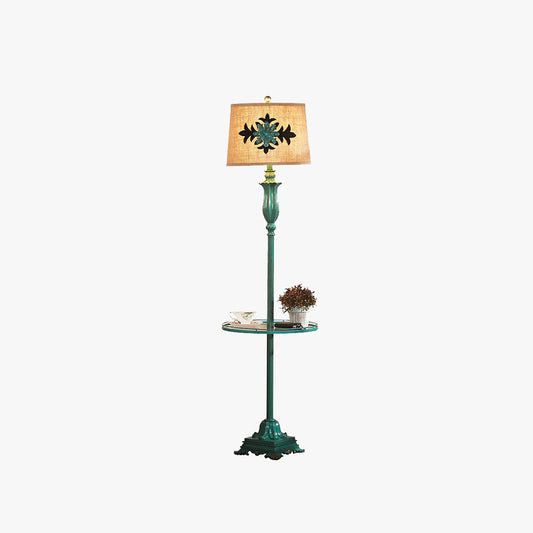Eryn Floor Lamp Table Vintage, Metal/Resin, Green, Living Room