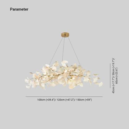 Arux Gingko Chandelier Art Deco Bent Downwards