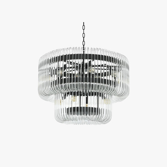 Kristy Moderne Luxus-LED-Kronleuchter-Deckenleuchte aus schwarzem/goldenem Glas für das Wohnzimmer
