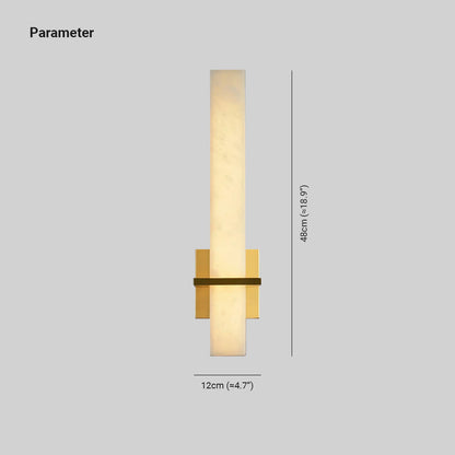Ritta  Wall Lamp   White Alabaster Brass  Modern Cuboid