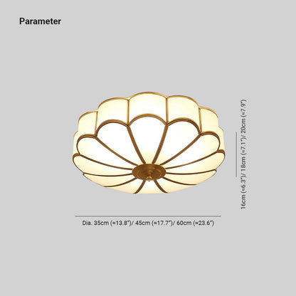 Plafonnier Ulira forme fleur verre dépoli laiton