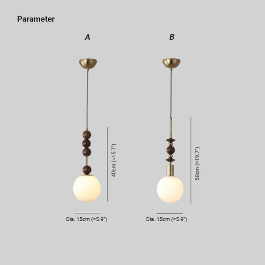 Norn Vintage Globe Pendant Light Wooden Beads