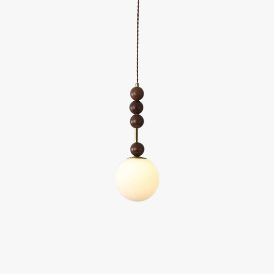 Norn Vintage Globe Pendant Light Wooden Beads