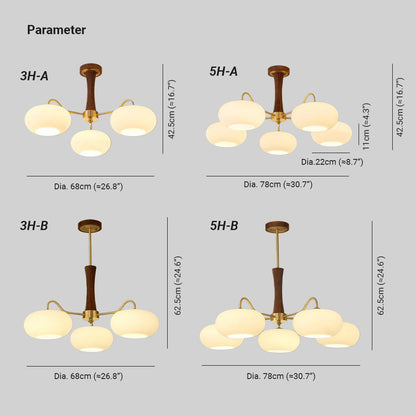 Lustre Candy en Laiton, Bois, Verre et Kaki