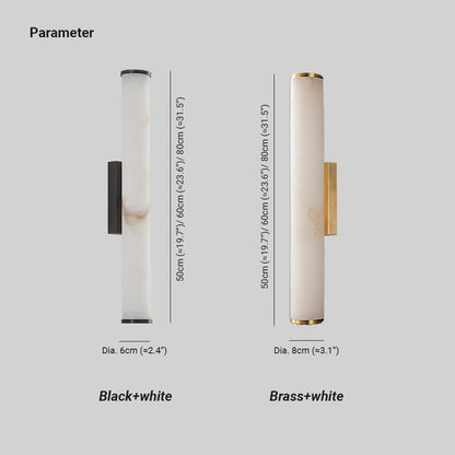 Klyr Alabaster Vertical Cylindrical Wall Lamp