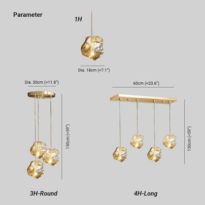 Ice Glass Pendant Light Brass