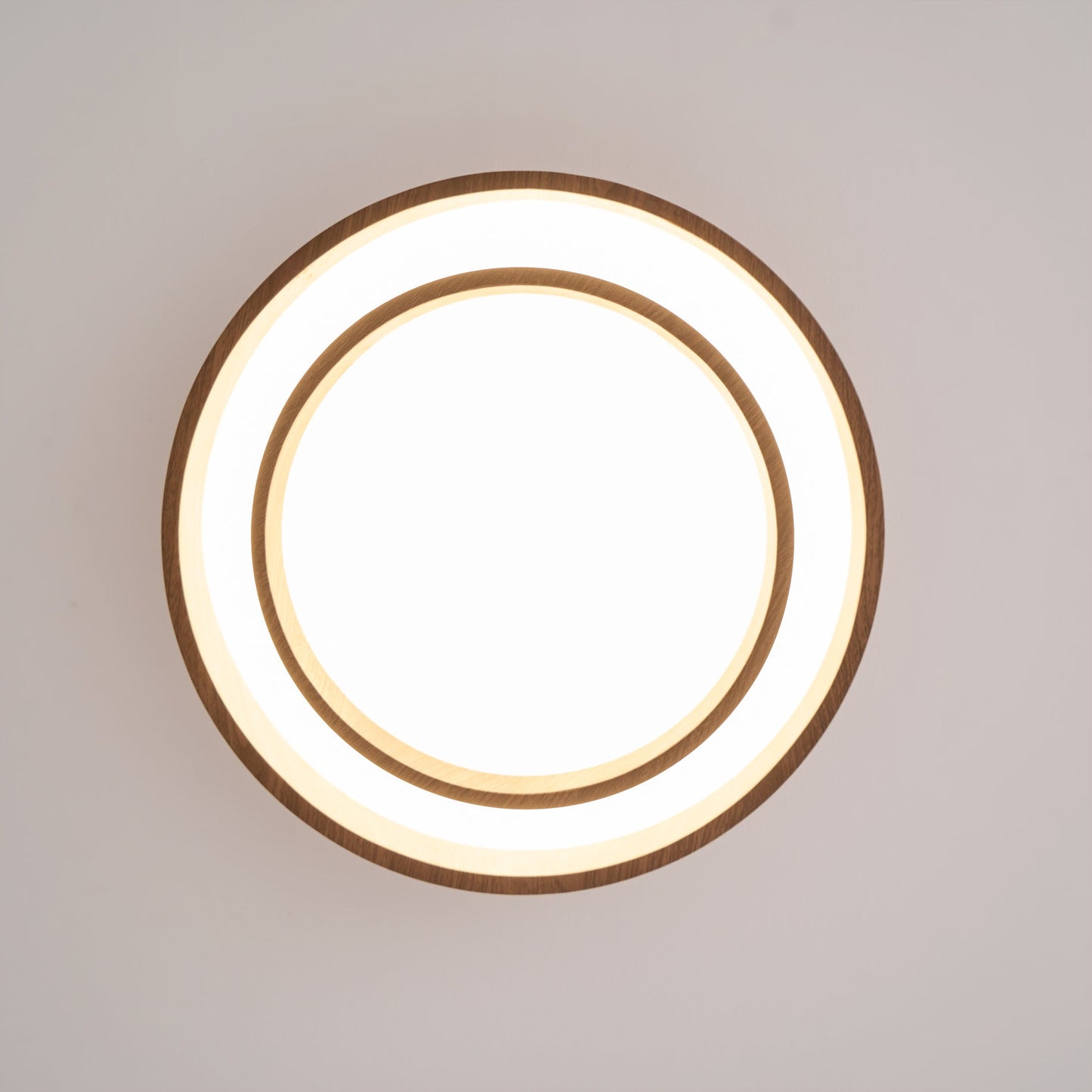 Wavin Ceiling Light Double - Ring Walnut Color