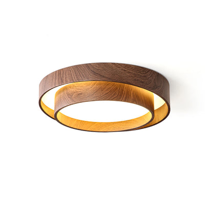 Wavin Ceiling Light Double - Ring Walnut Color