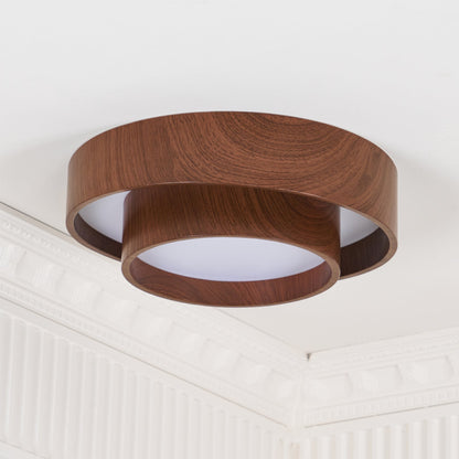 Wavin Ceiling Light Double - Ring Walnut Color