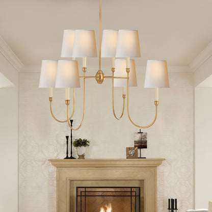 Talia Chandelier Luxury Brass Fabric