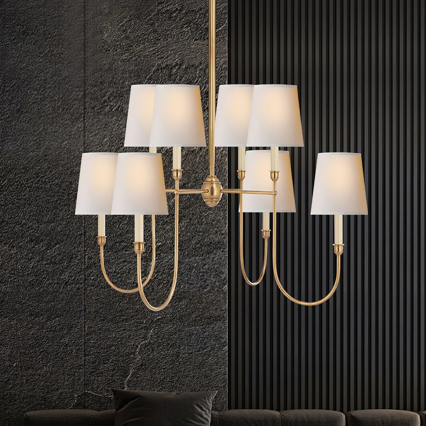 Talia Chandelier Luxury Brass Fabric
