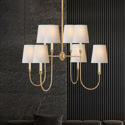 Talia Chandelier Luxury Brass Fabric