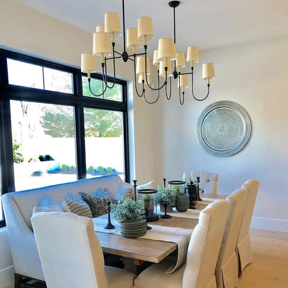 Talia Chandelier Luxury Brass Fabric