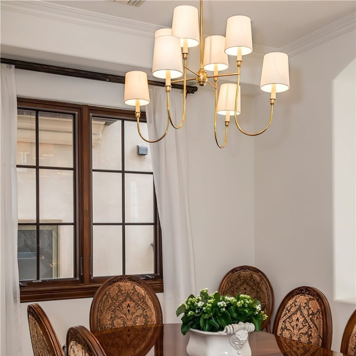 Talia Chandelier Luxury Brass Fabric