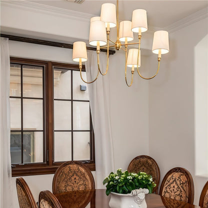 Talia Chandelier Luxury Brass Fabric