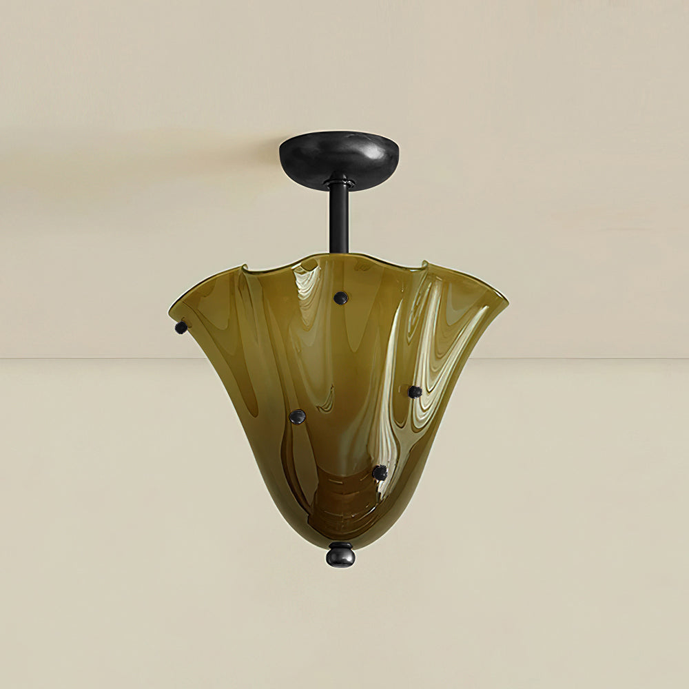 Plafonnier semi-encastré en verre de Murano Eldis