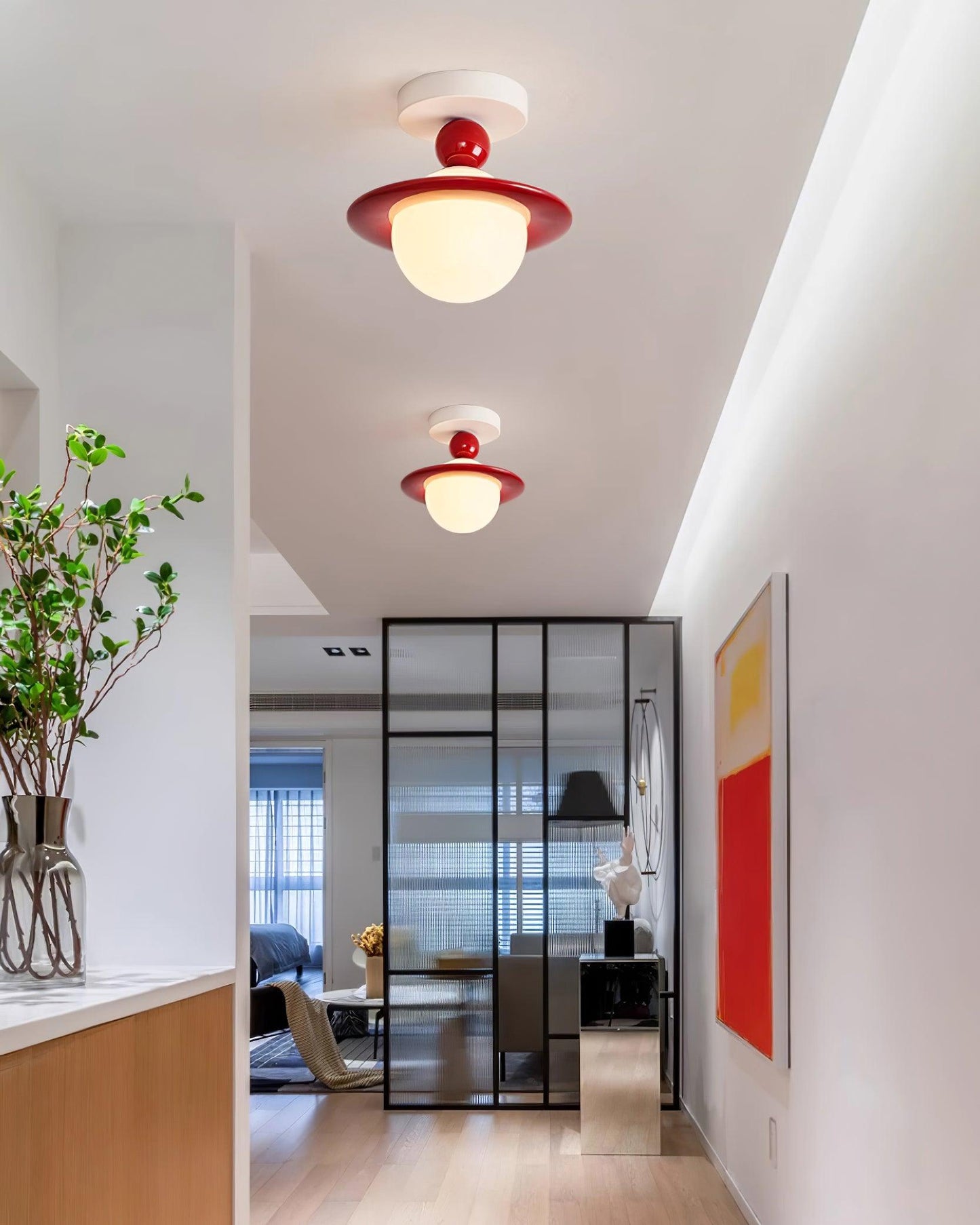 Pivoro Red and White Ceiling Light