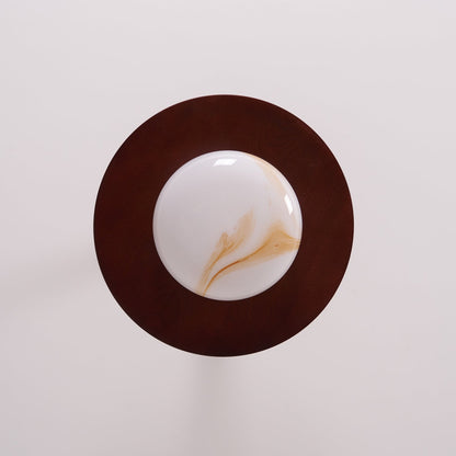 Plafonnier Muto couleur noyer et albâtre imitation blanc