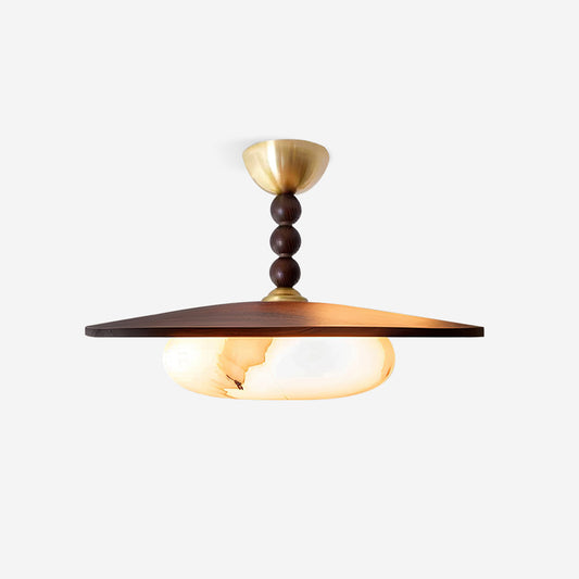 Plafonnier Muto couleur noyer et albâtre imitation blanc