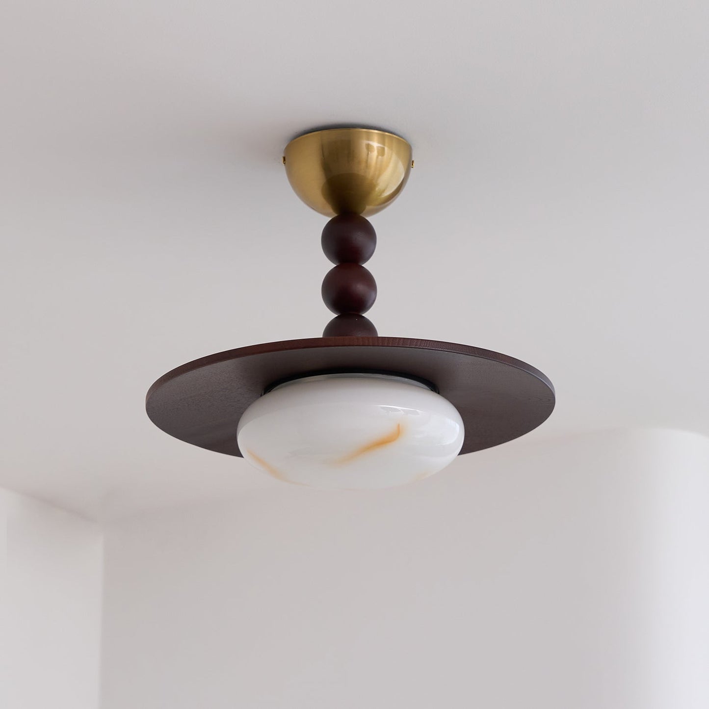Yeste Ceiling Light Walnut Color & White Imitation Alabaster