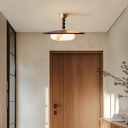 Yeste Ceiling Light Walnut Color & White Imitation Alabaster