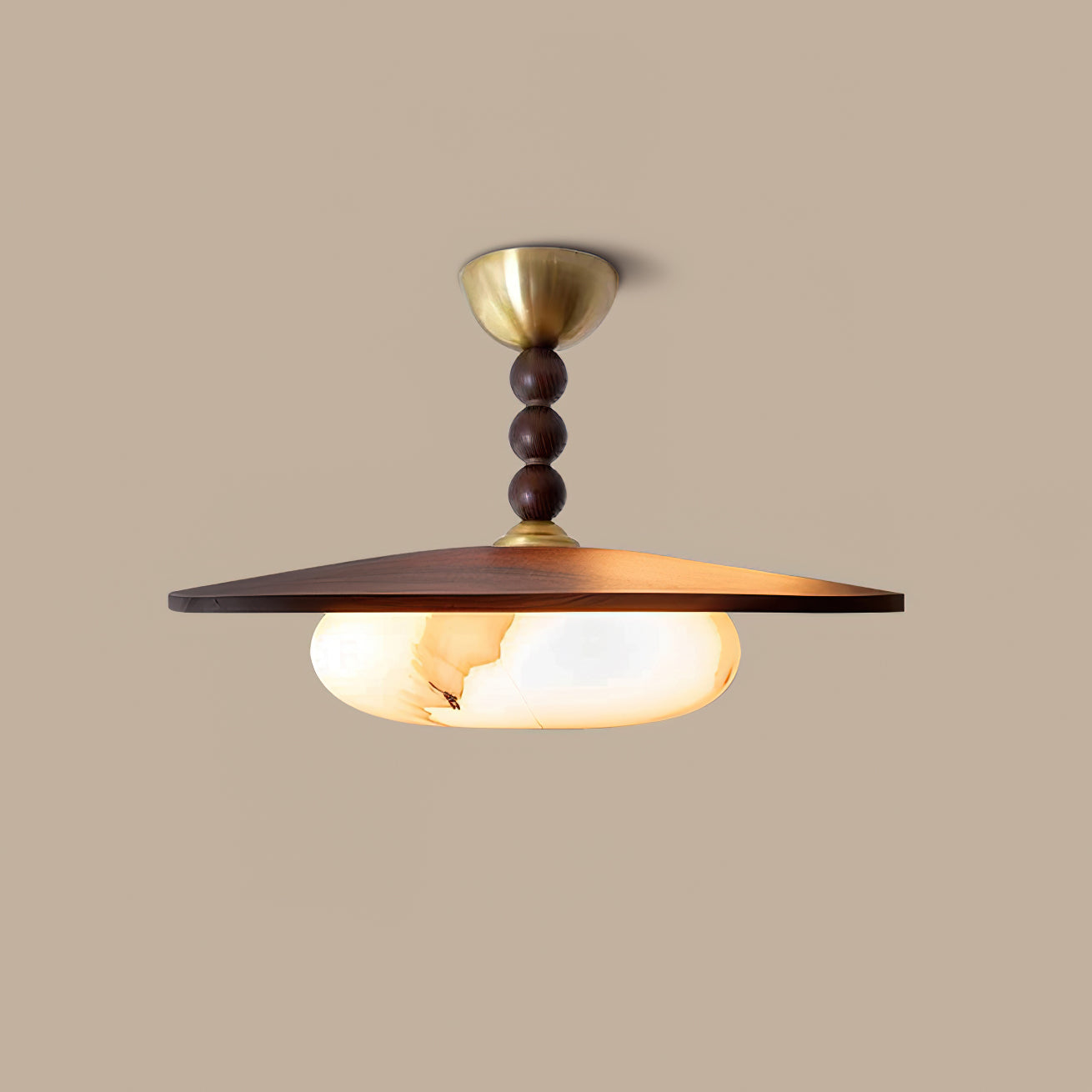 Yeste Ceiling Light Walnut Color & White Imitation Alabaster