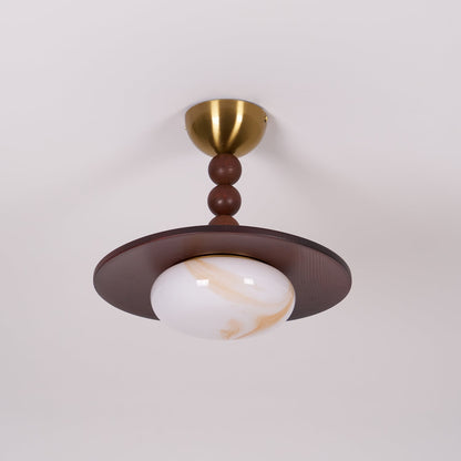 Yeste Ceiling Light Walnut Color & White Imitation Alabaster