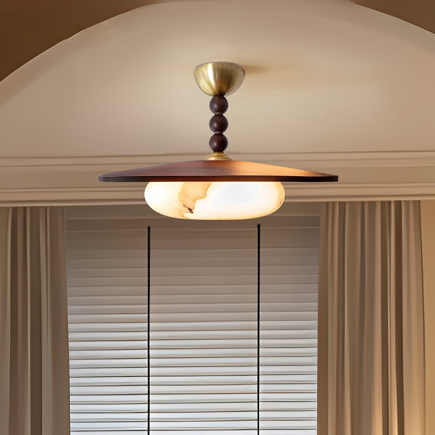 Yeste Ceiling Light Walnut Color & White Imitation Alabaster