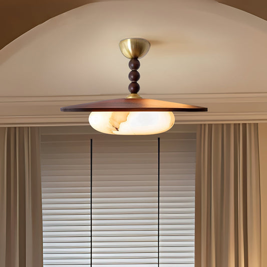 Yeste Ceiling Light Walnut Color & White Imitation Alabaster