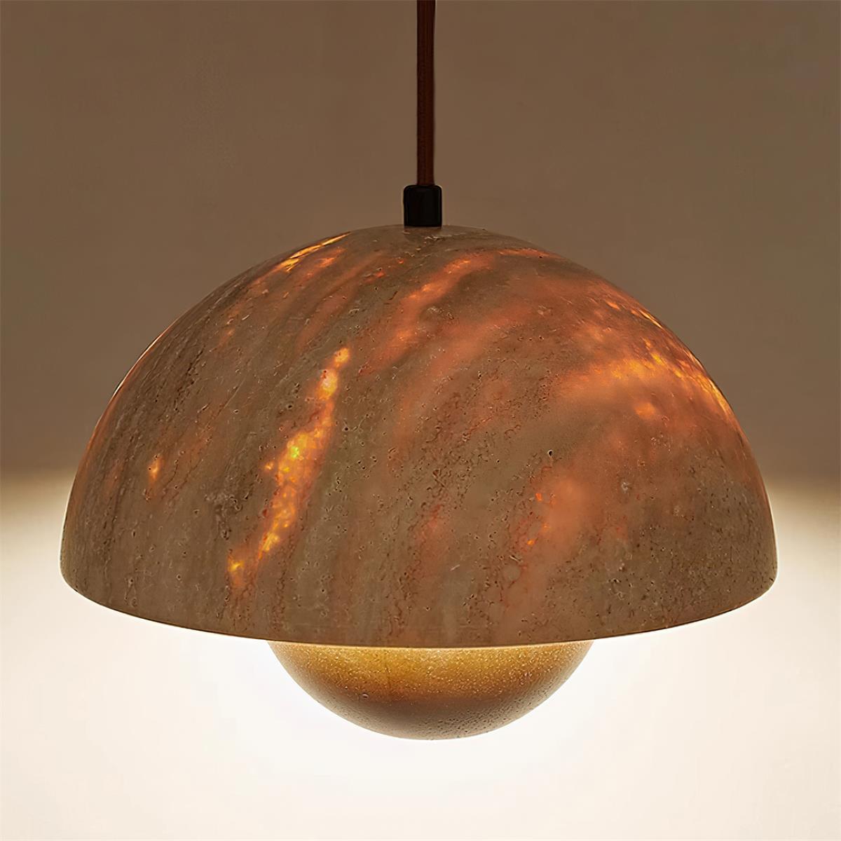 Ritta  Travertine  Pendant Lamp Wood