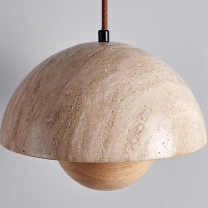Ritta  Travertine  Pendant Lamp Wood