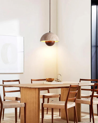 Ritta  Travertine  Pendant Lamp Wood