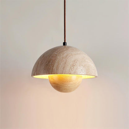 Ritta  Travertine  Pendant Lamp Wood