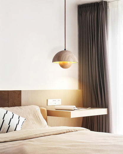 Ritta  Travertine  Pendant Lamp Wood