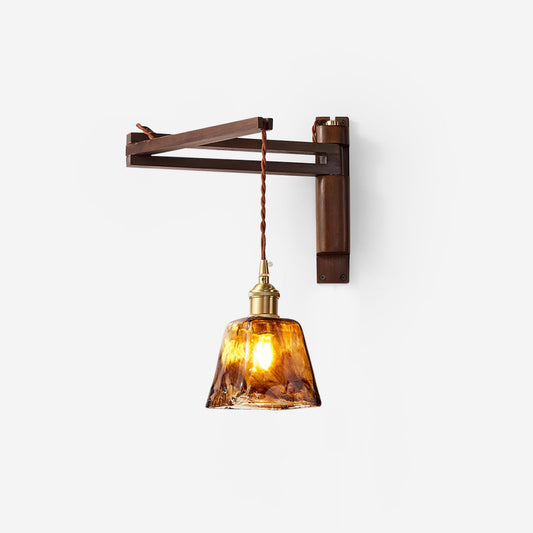 Geyla Rustic Wooden Wall Lamp