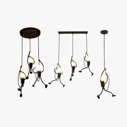Miro Retro Modern Iron Man Pendant Light, Black