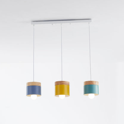 Valentina Modern Can Shape Metal/Wood Pendant Light