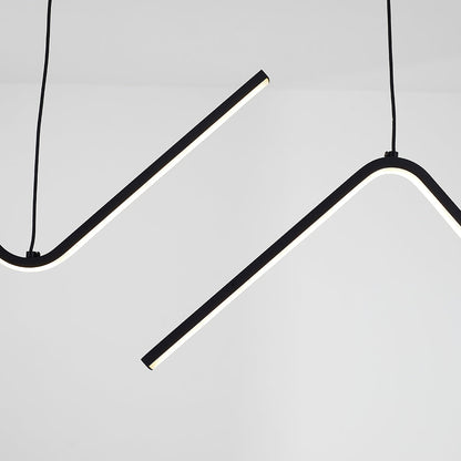Arisha Lampe à suspension linéaire ondulée moderne double, noir/or