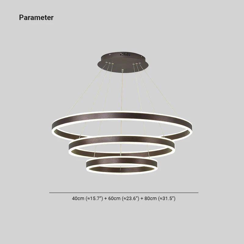Arisha Moderne minimalistische Kaffee-LED-Pendelleuchte, 3 Ringe
