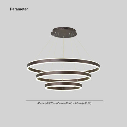 Arisha Moderne minimalistische Kaffee-LED-Pendelleuchte, 3 Ringe