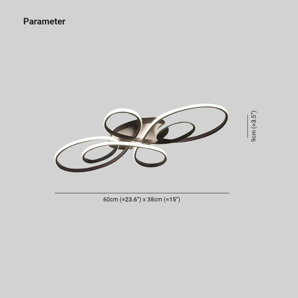 Plafonnier Brisa Moderne Multi-Anneaux LED Encastré, Marron/Blanc