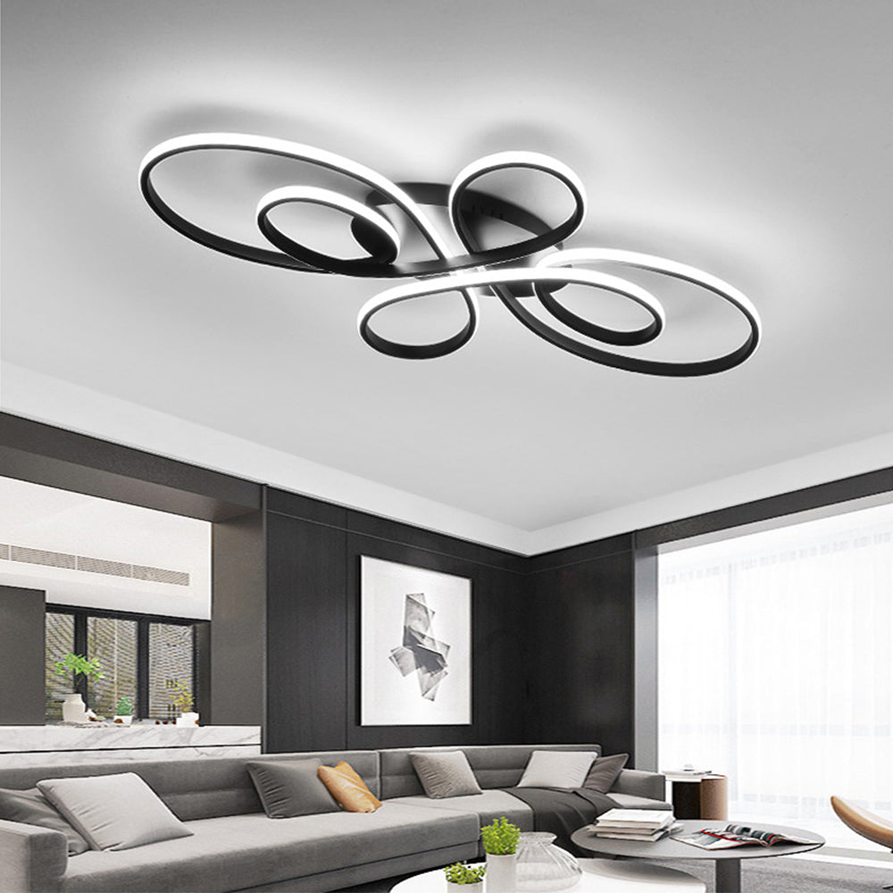 Plafonnier Brisa Moderne Multi-Anneaux LED Encastré, Marron/Blanc