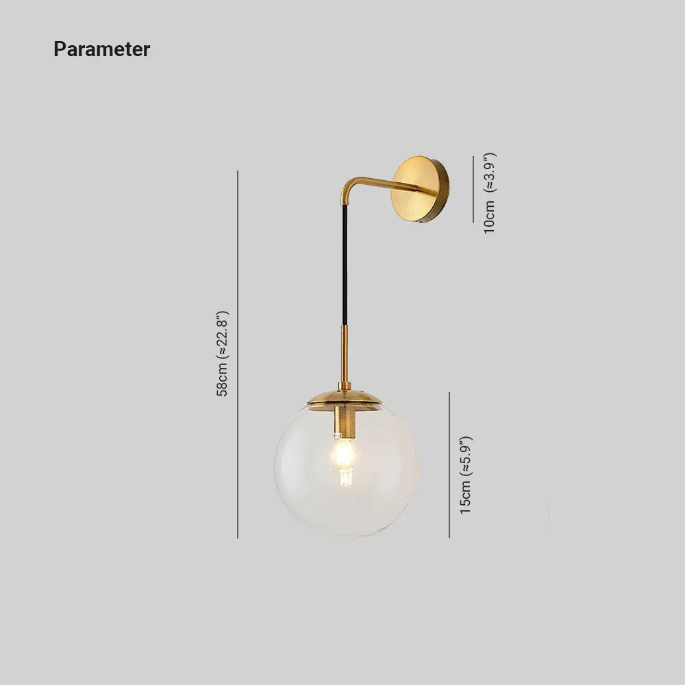 Valentina  Glass Ball Nordic LED Wall Reading Lamp Single Head