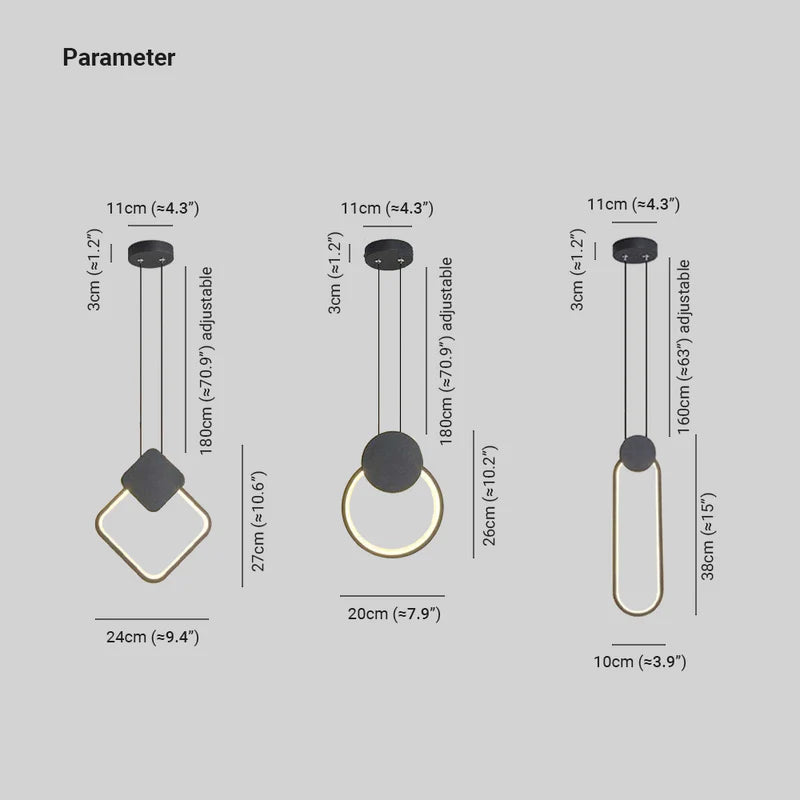 Doria Modern LED Pendant Light Black/White Metal Living Room